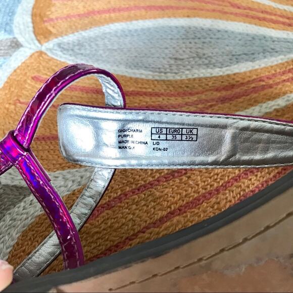 Sam Edelman Gigi T Strap Sandal in Bright Metallic Purple Big Girl's Size 4 - Picture 4 of 7